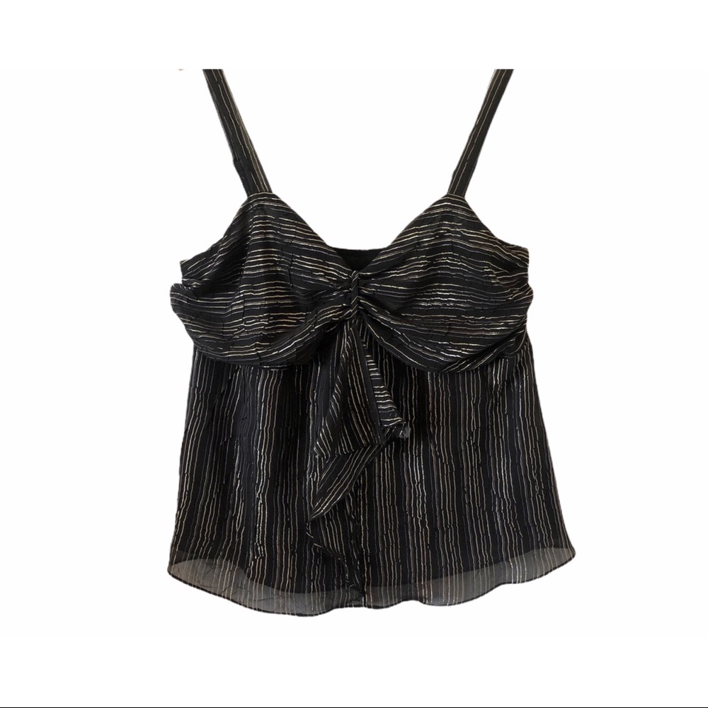 Lane Bryant Black /Gold Ruffle Camisole Blouse 18